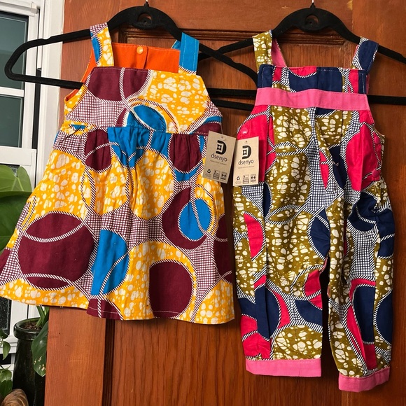 Dsenyo Girls Large Printed GeoOutfits Made In Africa 6-12And 18-24 NWT